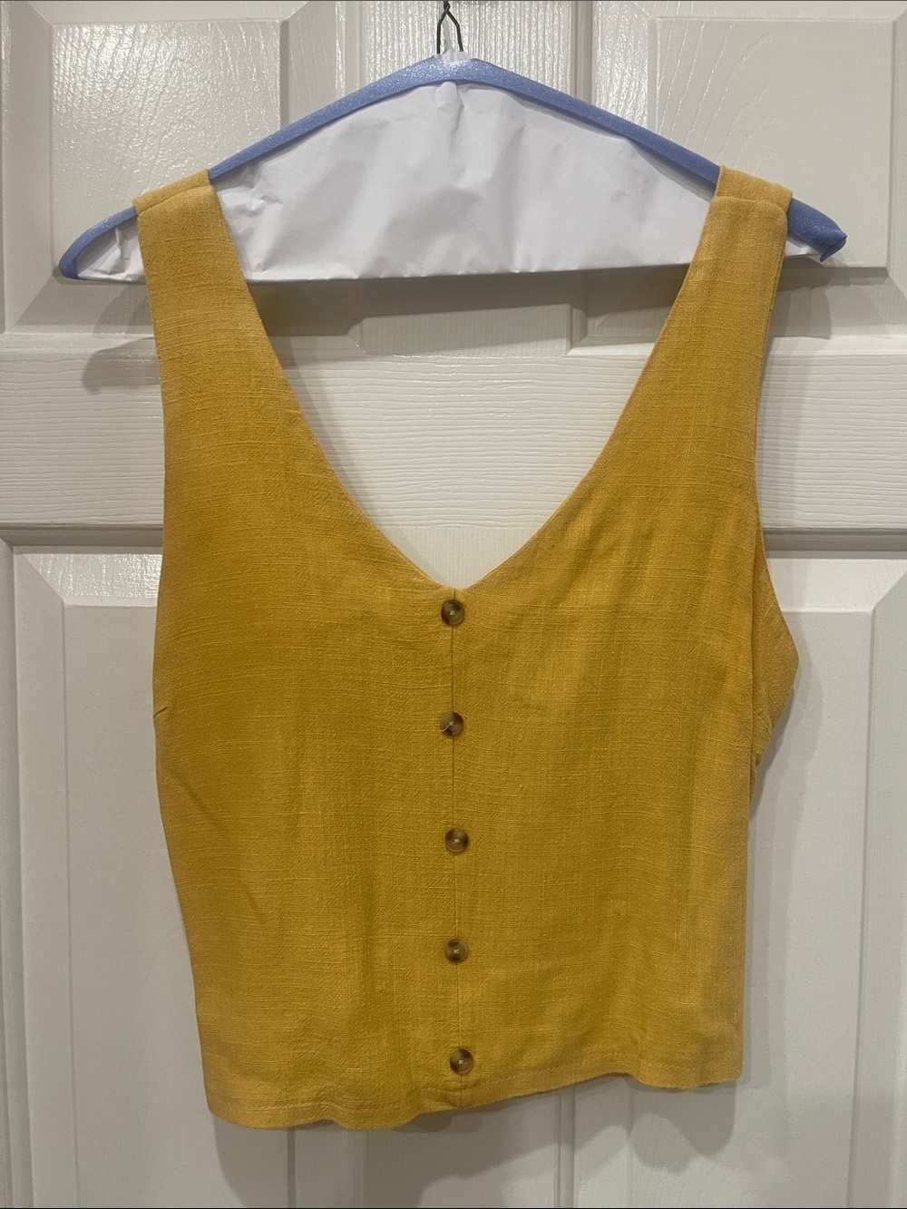 Mustard Yellow Button-Front Women's Tank Top S:L